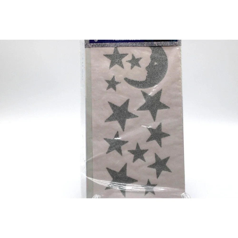 VTG Dizzle Iron-On Transfers Lot of 4 Shaded Poinsettia Glitter Stars & Moon 90s - Picture 8 of 10